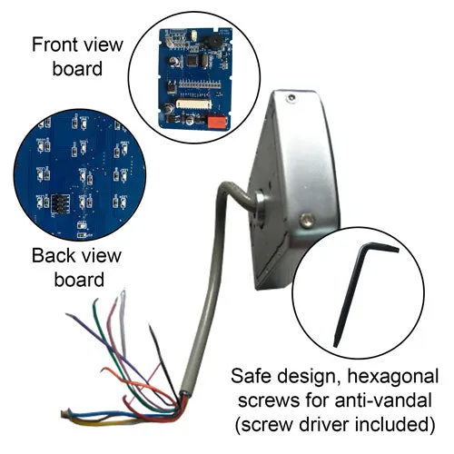 Visionis VIS-3022 - Access Control Outdoor Weatherproof Metal Housing Anti Vandal Digital Touch Keypad   Reader Standalone with Mini Controller   Wiegand 26, 125khz EM Cards with Doorbell, 1000 Users