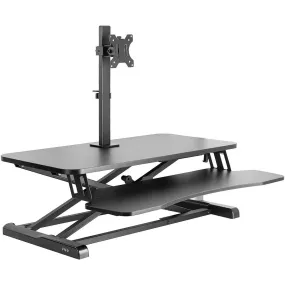 VIVO Height Adjustable 32 inch Standing Desk Converter with Single 17 to 32 inch Monitor Stand, Sit Stand Monitor Mount and Desk Riser, Black, DESK-V000K-M1