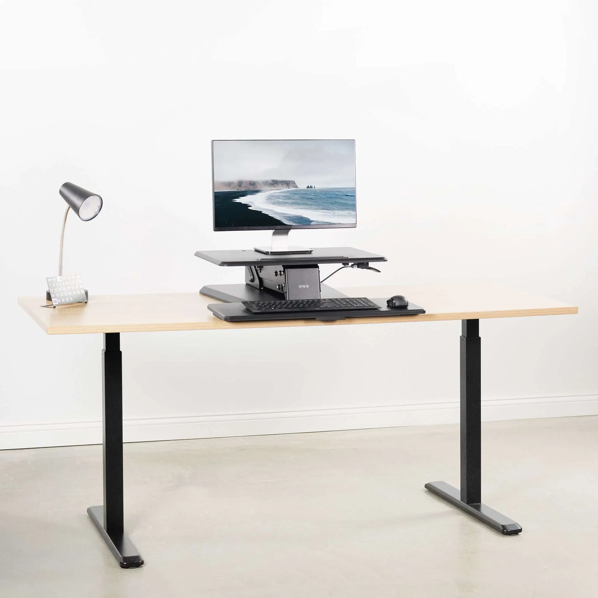 VIVO Height Adjustable Standing Desk Gas Spring Tabletop Riser Sit Stand Station, DESK-V011G