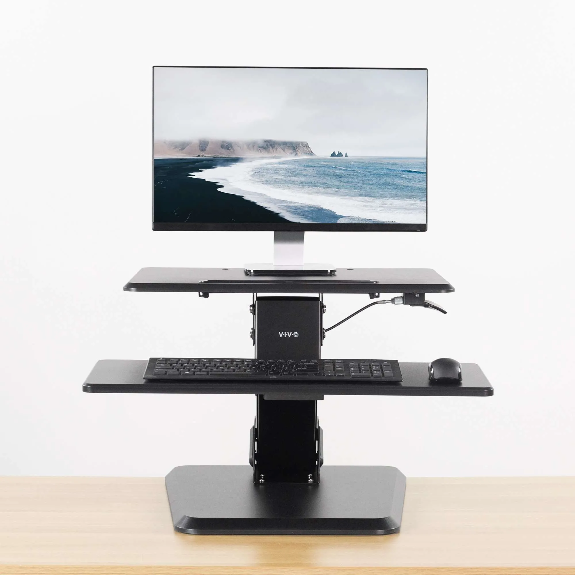 VIVO Height Adjustable Standing Desk Gas Spring Tabletop Riser Sit Stand Station, DESK-V011G