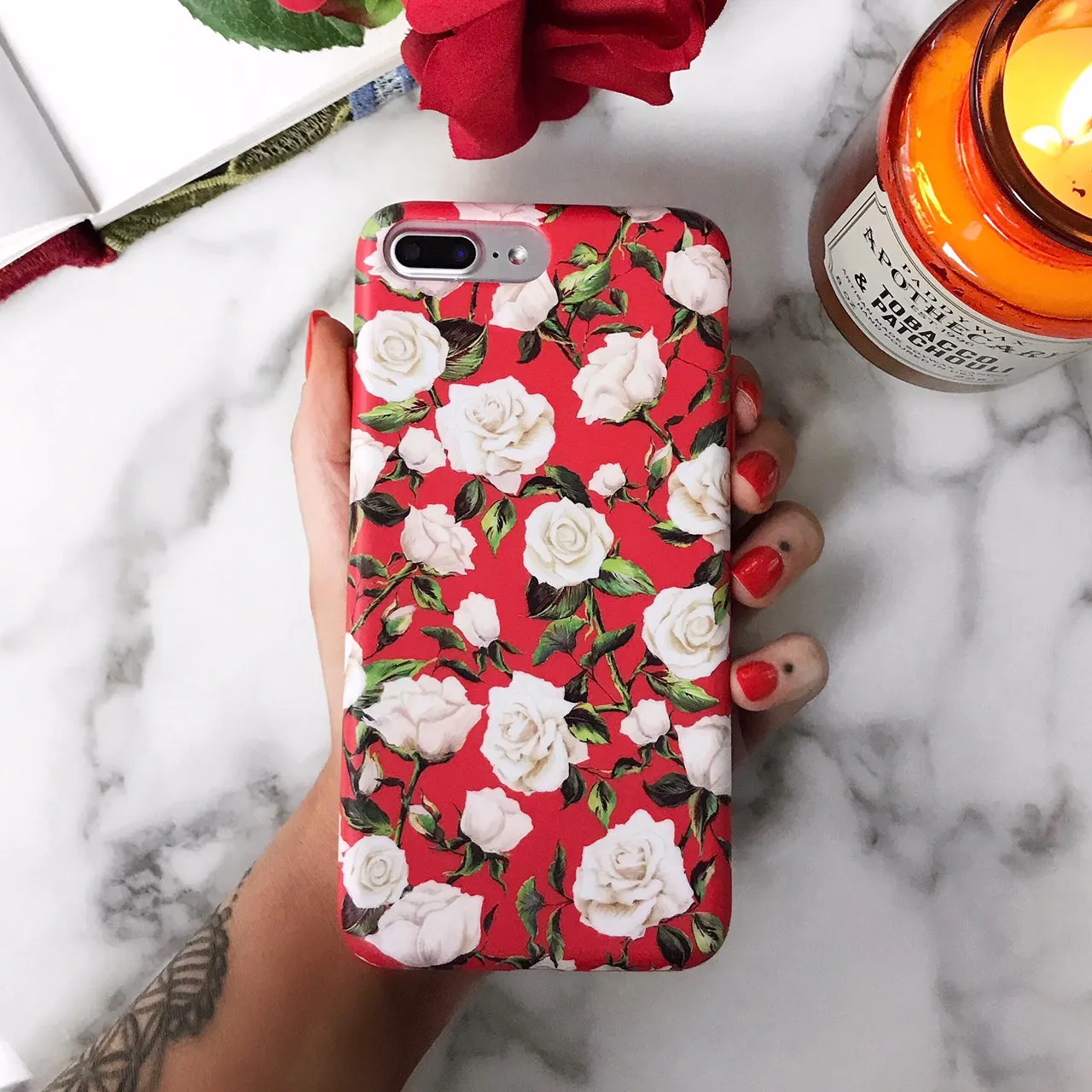 White Roses Floral iPhone Case