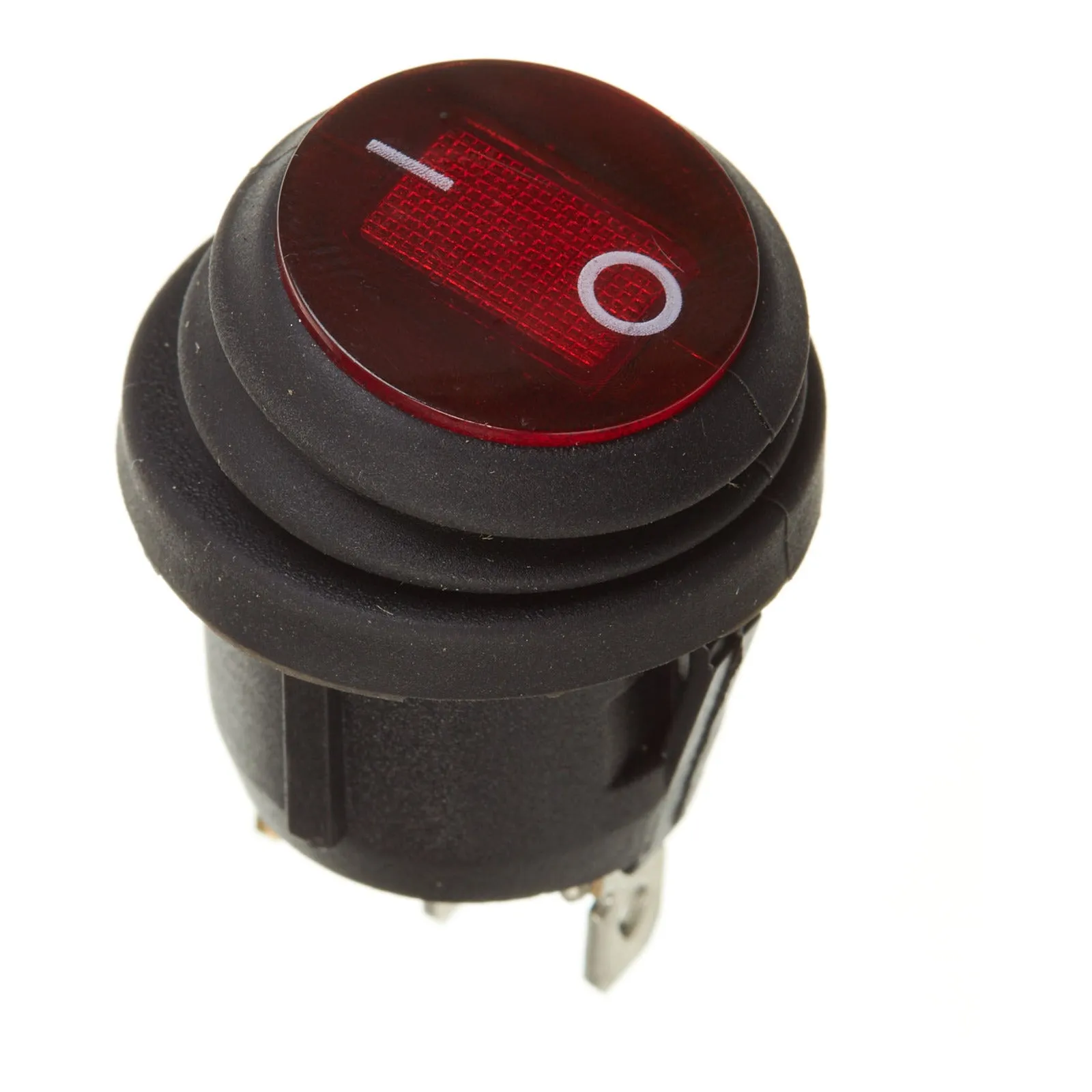 WHITES 12V ROCKER SWITCH ON-OFF RED WATERPROOF ROUND