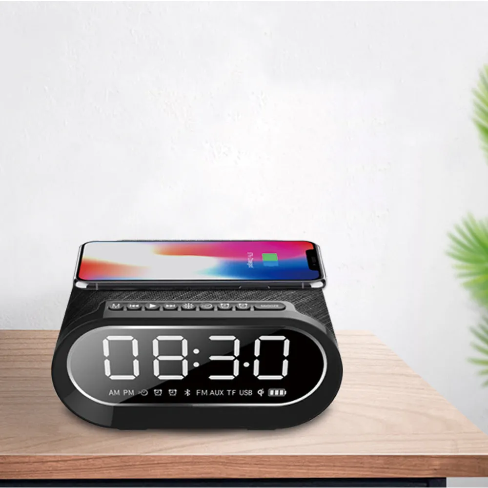 Wireless Charging Bluetooth Speaker Smart Alarm Clock Creative Private Model Cross-Border Multi-Function Audio Fabric