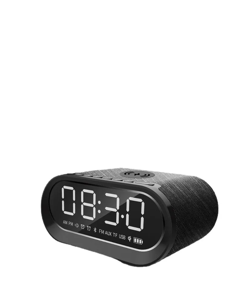 Wireless Charging Bluetooth Speaker Smart Alarm Clock Creative Private Model Cross-Border Multi-Function Audio Fabric