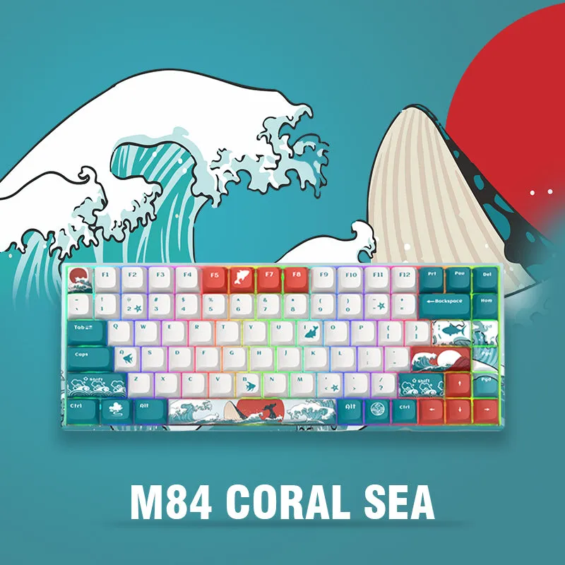 XVX M84 Coral Sea Themed 84 Keys Hot-Swappable Mechanical Keyboard