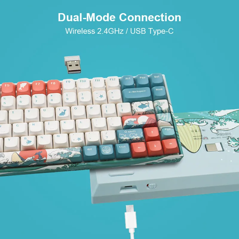 XVX M84 Coral Sea Themed 84 Keys Hot-Swappable Mechanical Keyboard