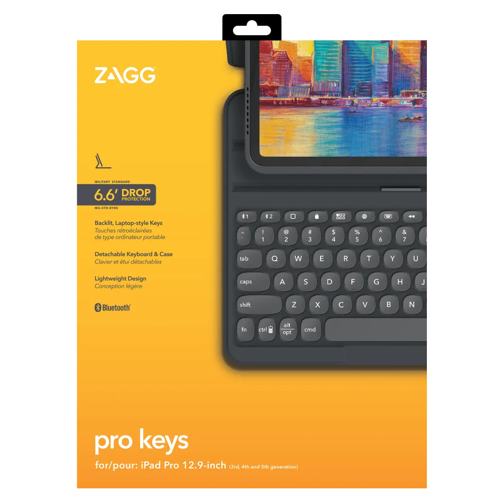 ZAGG Pro Keys Bluetooth Keyboard Case for Apple iPad Pro 12.9 (2021 / 2020 / 2018) by ZAGG